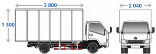Габариты фургона BAW Fenix 33462 (на 10, 12 или 16 м3, грузоподъёмностью 3,5 тонны) для вывоза мусора