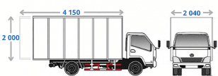 Габариты фургона BAW Fenix 33462 (на 16 кубов, грузоподъёмностью 3,5 тонны) для вывоза мусора